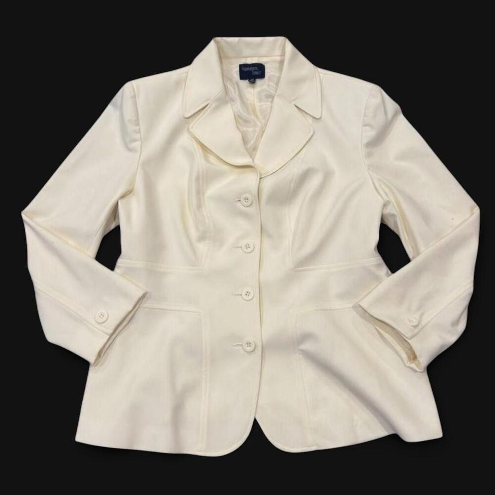 Vintage Fundamental Things cream blazer with button-up front pockets Size 14P